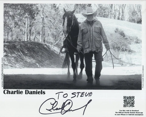 CHARLIE DANIELS HAND SIGNED 8x10 PHOTO+COA          MUSIC LEGEND        TO STEVE Cover