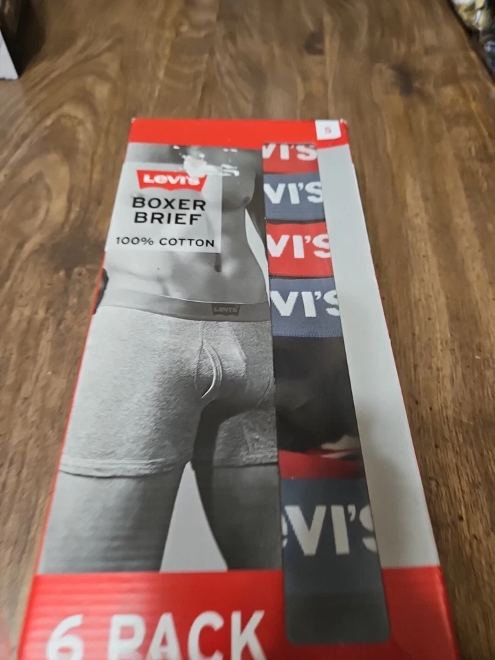 Levi's Boxer Brief Underwear Premium Cotton 6-Pack 6" Inseam Contour Pouch M