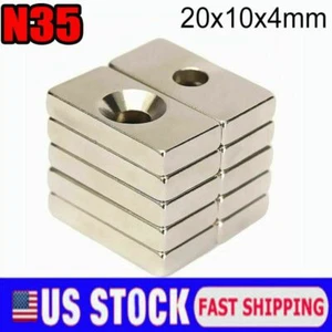US Rare Earth DIY Industrial Strong Neodymium Magnet 20mm*10mm*4mm with Hole - Picture 1 of 17