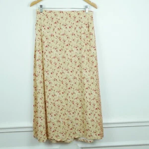 Vintage Size 12 Skirt Midi Linen Blend Cottagecore Dainty Floral Feminine 90s - Picture 1 of 8