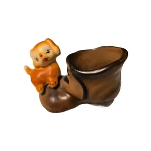 Hund auf Schuh Zahnstocherhalter Enesco Japan Mini Vase Übertopf Vintage Retro  - Bild 1 von 6