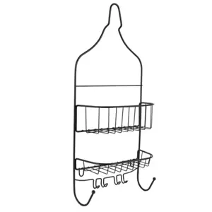 Overhead Hanging Shower Shelf Caddy Organizer, Contoured Head, 2x Razor Hooks - Picture 1 of 7