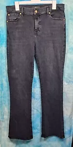 7 "For All Mankind" Jeans Womens 32 Dark Wash SE "Blackout" High Waist Bootcut - Picture 1 of 9