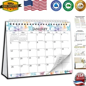 Colorful Seasonal Flip Calendar 2025 - Small 8x6” with Daily Planning Stickers - Picture 1 of 10