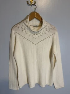 Nuevo con etiquetas Suéter Ann Taylor LOFT Marfil Cuello Alto, XL Lana/Angora/Cachemira - Imagen 1 de 4