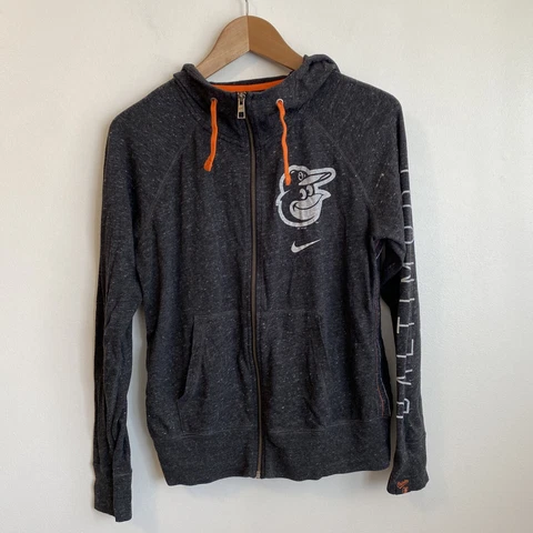 Baltimore Orioles Nike Women’s Size M Hoodie  Zip Up Baseball Gray And Orange Cover