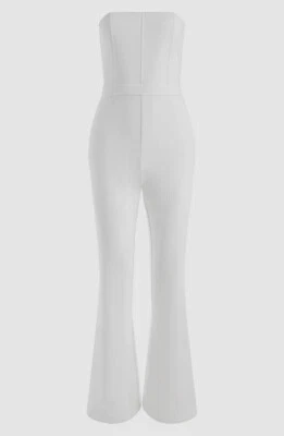 $495 Alice + Olivia женщин белый Lavera без бретелек Расклешенные ноги комбинезон размер 8 - Изображение 1 из 2