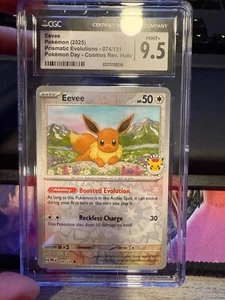 Eevee Pokemon Day 2025 Reverse Cosmos 074/131 Prismatic Evolutions CGC 9.5 Mint+ - Picture 1 of 2