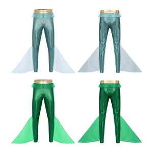 Para hombres Halloween Cosplay Sirena Pantalones Rey de los Mares Disfraces Medias Metálicas - Imagen 1 de 35