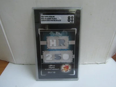 SGC 8 2008 Topps Sterling Albert Pujols Career Stats Five Relics Patch 6/10 - Image 1 of 2