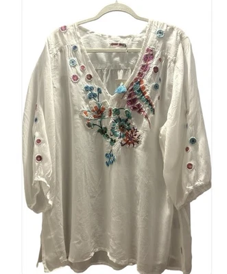 Blusa Johnny Was, Talla Grande 2X, *Vintage* Floral Bordada, VWT Foto 1 de 4
