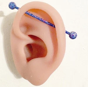 BEAUTIFUL Paint Swirl Splatter STERILIZE 316L Surgical Steel  14g 1-1/2". - Picture 1 of 10