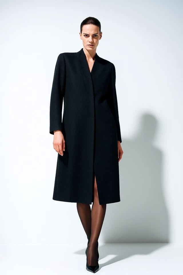 vintage 90s DONNA KARAN SIGNAURE coat trench made in italy designer black US 8 - Image 1 of 4