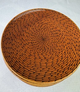 Ryuho Kiln Footed Round Dish Set Of 7 Signed Striped 6 1/4” Japan Vintage - Picture 1 of 16