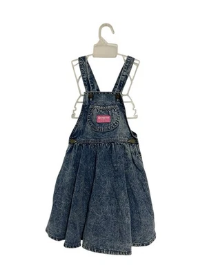 OSHKOSH B'GOSH Girls Vintage 90s Denim Overall Dress Acid Wash Sz 6 Made In USA - Image 1 of 4
