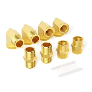 8PCS 1/4 Inch NPT Brass Pipe Fittings, Hex Nipple, Hex Coupling, 90 Degree Ba... - Picture 1 of 7