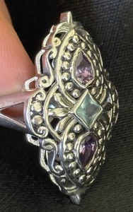 Sterling Silver Ring 925 .Size 8 . Amethysts Stones - Picture 1 of 10
