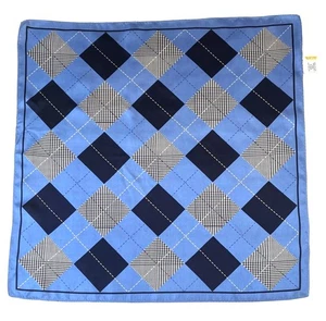 Talbots Blue Argyle Silk Scarf Houndstooth Preppy Diamond Classic  21" x 21" - Picture 1 of 6