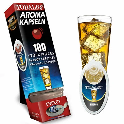 Tobaliq Energy Drink Aromakapseln +Stab Zigaretten Filter Klick Kapsel Perlen - Bild 1 von 2