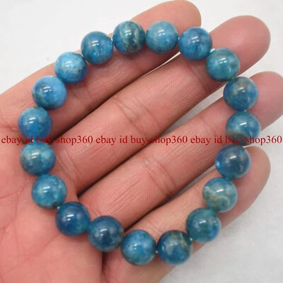 Genuine 6/8/10mm Natural Blue Apatite Gems Beads Stretch Bracelet 7.5'' AAA+ - Image 1 of 4