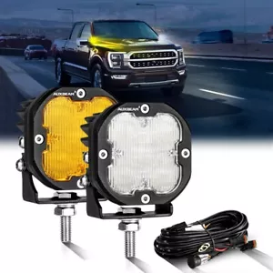 AUXBEAM 2PCS 3" 80W LED Work Driving Lights White & Amber Pod Lights for Chevy - Bild 1 von 12