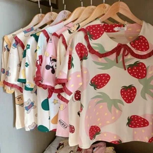 Women Sleepwear Cute Cartoon Pajama Sets / Nightdress Soft Short Sleeve Summer - Picture 1 of 18