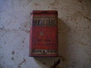 Vintage Handi tape Tin (empty), Bauer & Black, lots of wear, fun collectible - Picture 1 of 6