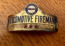 1924 Southern Pacific Lines Railroad Locomotive Fireman metal award badge OLD