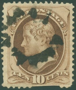 US SCOTT #161, gebraucht mit schwarzem "SAWTOOTH STARBURST" AUSGEFALLENEM STEMPEL! Ein paar Clip Perfs - Bild 1 von 1
