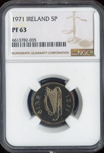 1971 Ireland Five Pence 5P NGC PF63 Quality - Picture 1 of 2