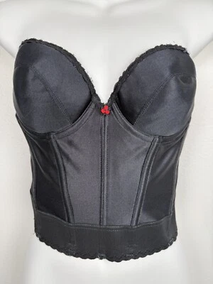 Corsé Bustier vintage negro sin tirantes para mujer 36B Lolita Coquette ropa de club nocturno Foto 1 de 4
