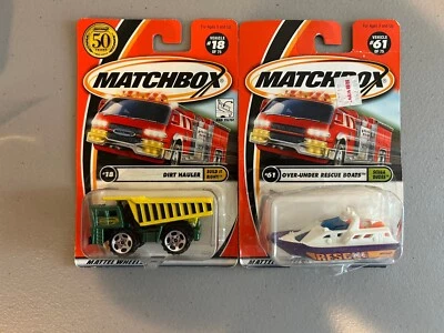 Matchbox #18 & #61 of 75 Dirt Hauler & Over-Under Rescue Boats Cardbacks - Image 1 of 4