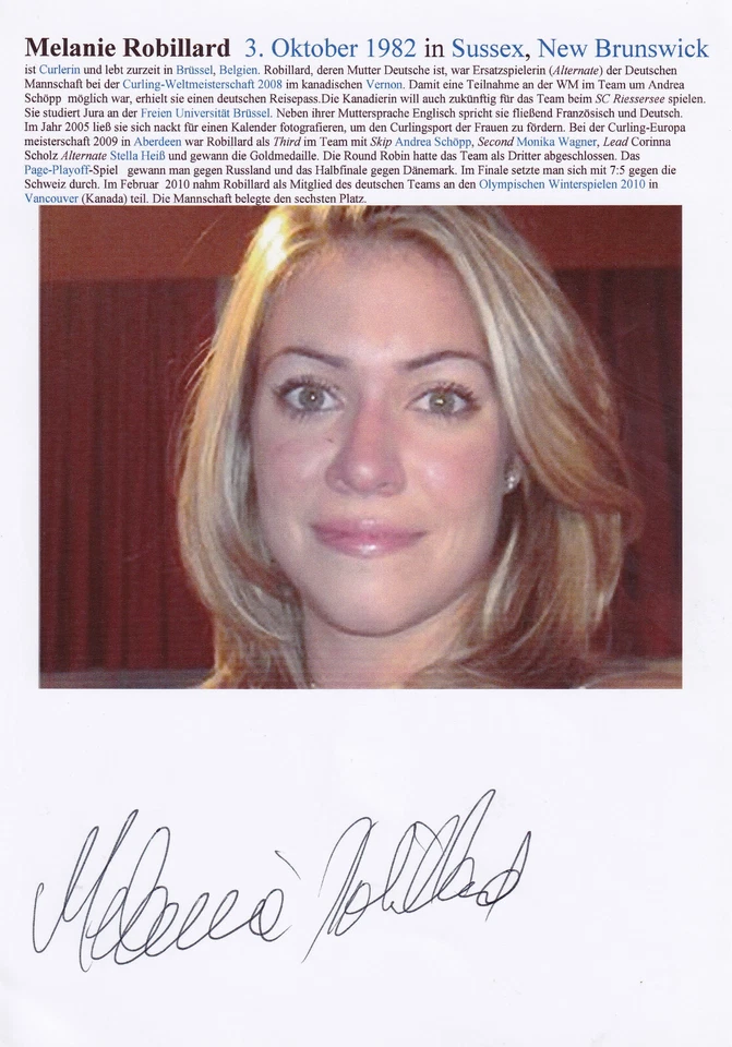 Autogramm - Melanie Robillard (Curling) - Bild 1 von 1