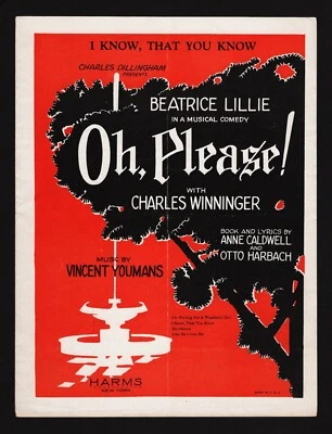 Beatrice Lillie "OH, PLEASE!" Otto Harbach / Vincent Youmans 1926 Sheet Music - Image 1 of 3