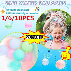 1/6/10X Silicone Reusable Water Balloons Balls Summer Outdoor Fun Water Bombs🔥