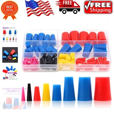 Kit de tapones de goma de silicona premium de 100 piezas - perfecto para recubrimiento en polvo y enmascaramiento Foto 1 de 4