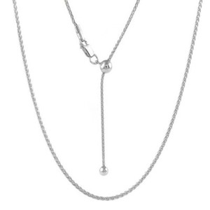 925 Sterling Silver Adjustable Wheat Chain Necklace,Adjustable Silver Bolo Chain