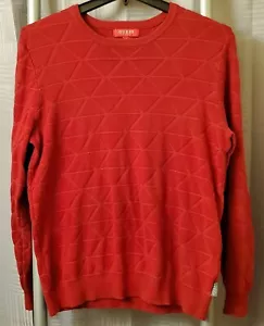 Guess - Crewneck Sweater -Knit Diamond Pattern- Dark Red - Large - Picture 1 of 8