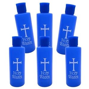Set of 6 Blue 4 oz Holy Water Bottles – Ideal for Churches Religious Events W... - Picture 1 of 6