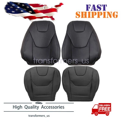 Fits 2013-2017 Ford Fusion Titanium Front Leather Bottom & Top Seat Cover Black - Image 1 of 4