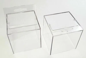 2 x boîte cube en plastique transparent 3,5 pouces stylo organisateur de bureau support post-it affichage de bureau - Photo 1/12