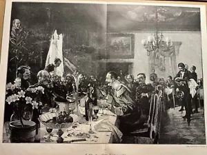 Antik Illustration 1893 FEST OFFIZIER GENERAL GEMÄLDE Kunstdruck Holzschnitt - Bild 1 von 11