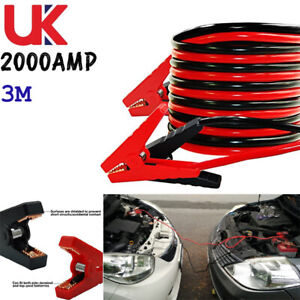 2000AMP Heavy Duty Booster 3M Cable Jump Leads Battery Start lead Car Truck Van 