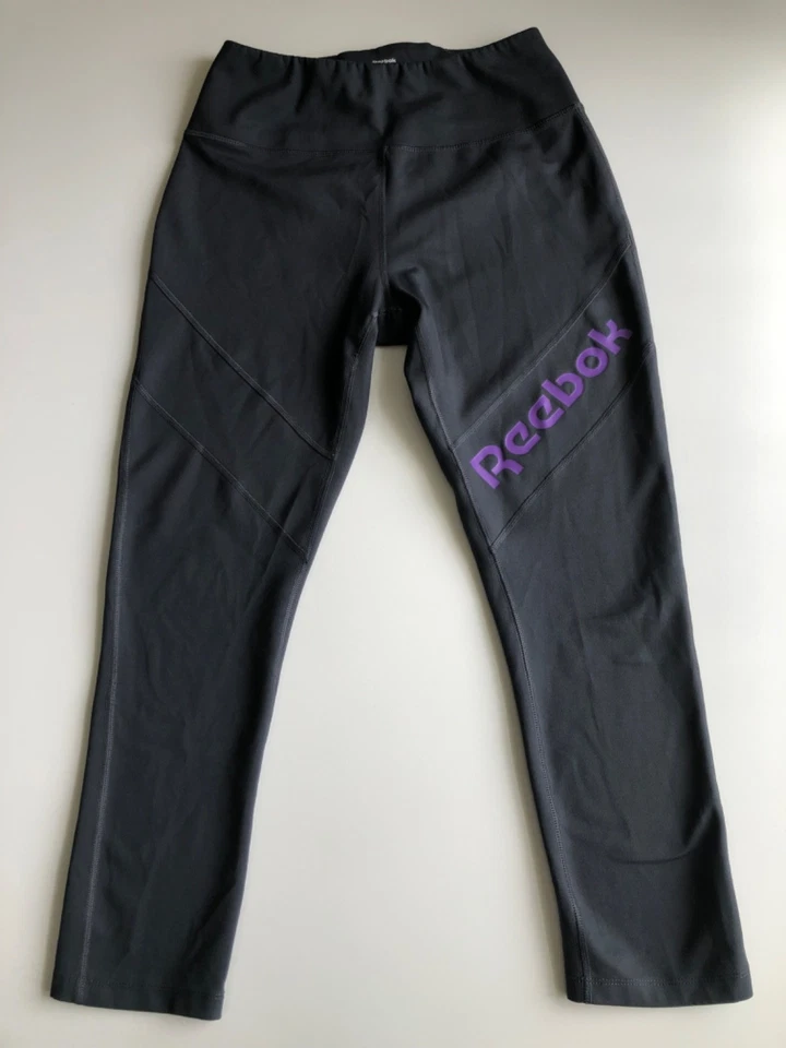 Reebok Womens Leggings Gray  Pull-On Compression Pants Size L  Workout Yoga - Image 1 of 4