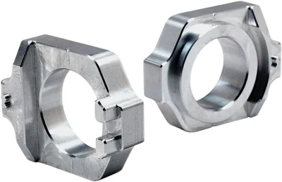 Par de bloques de eje Elite de aluminio plateado Works para Honda CRF450R 09-24 Foto 1 de 4