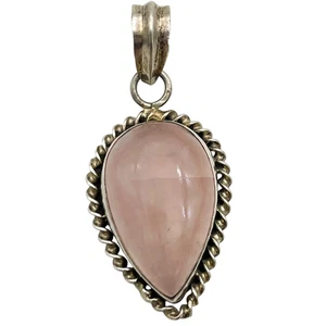Sterling Silver Rose Quartz Pendant 13.7g - Picture 1 of 4