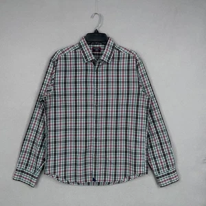 Camisa UNTUCKit Para Hombre Mediana Verde Roja Cuadros Tarcento Botón Algodón Sin Arrugas - Imagen 1 de 13