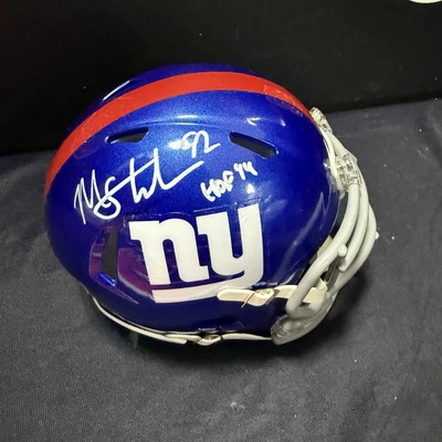 Michael Strahan Autographed New York Giants HOF 14 Speed Mini Helmet Beckett - Image 1 of 2
