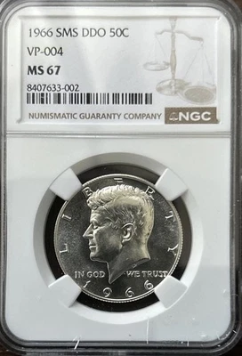 1966 SMS Kennedy Half Dollar - NGC Graded MS67 Doubled Die Obverse (DDO VP-004) - Image 1 of 2