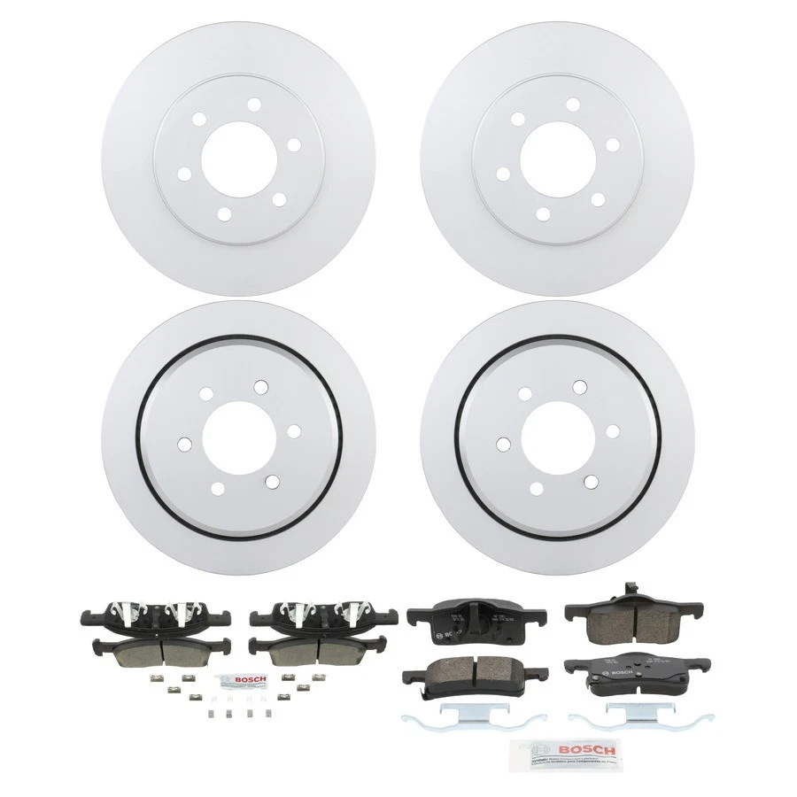 Kit de pastillas de freno y rotor de cerámica Bosch QuietCast para 03-06 Ford Expedition Foto 1 de 4